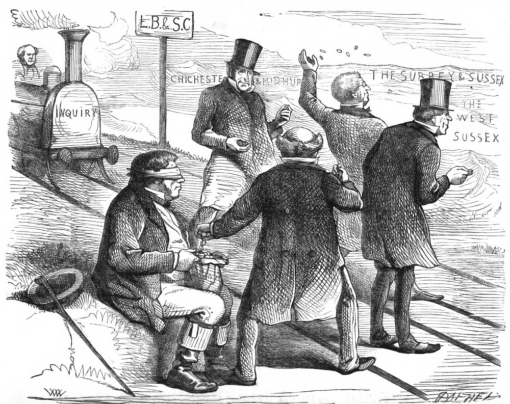 Parlamentinis tyrimas dėl geležinkelių , Punch karikatūra